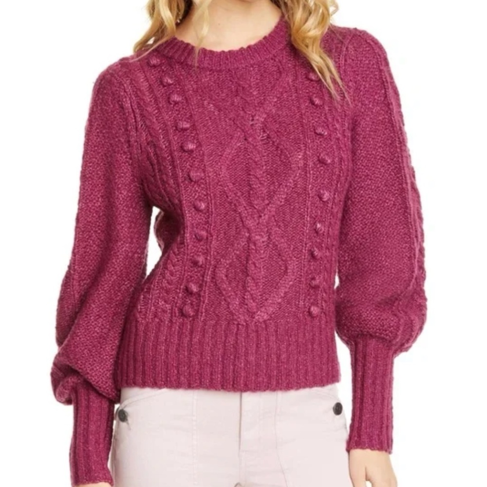 Joie Bia Cable-Knit Puff-Sleeve Sweater XS NWT